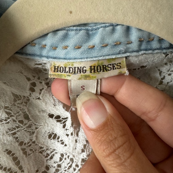 anthropologie • Holding Horses Chambray + Lace Dress • S - Picture 8 of 8